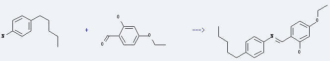 Benzaldehyde,4-ethoxy-2-hydroxy- is used to produce 5-ethoxy-2-[(4-pentyl-phenylimino)-methyl]-phenol by reaction with 4-pentyl-aniline.